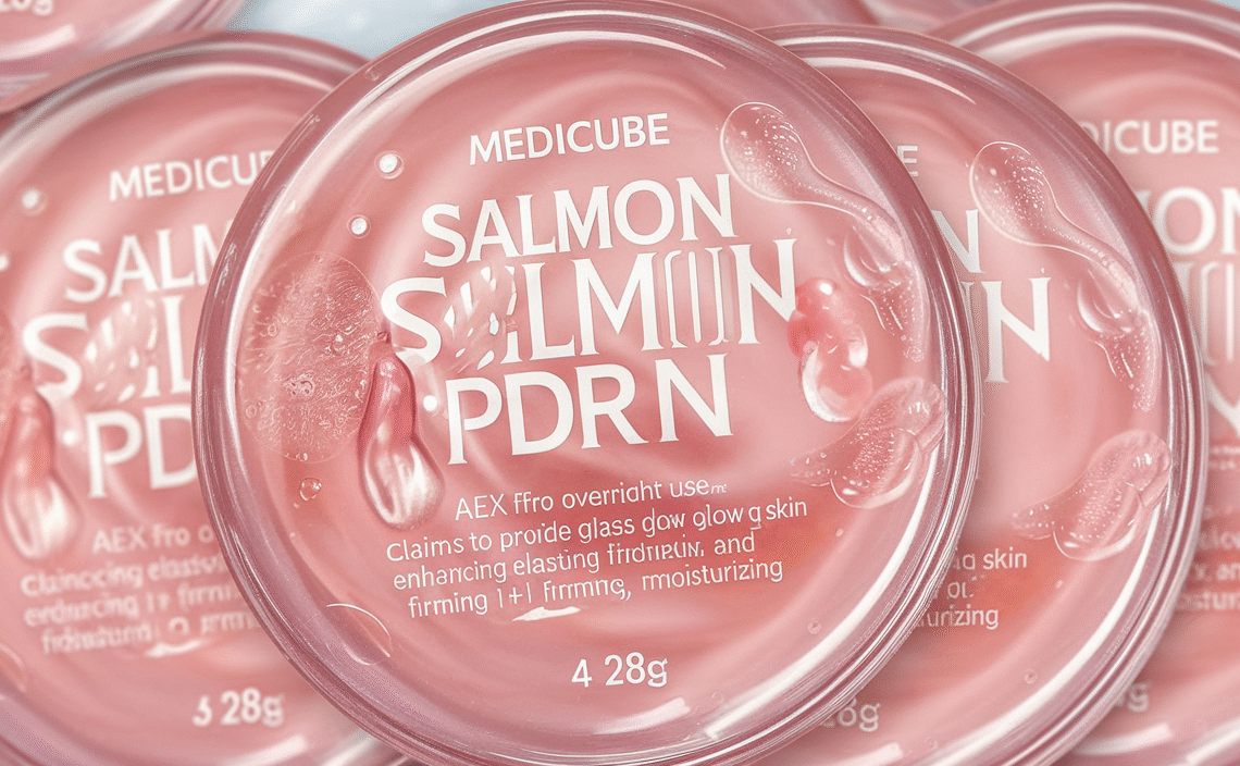 medicube Salmon DNA PDRN pink collagen jelly gel mask | overnight face mask for glass glow skin- elasticity, hydrating, firming and moisturizing | korean skincare, 28g, 4ea
