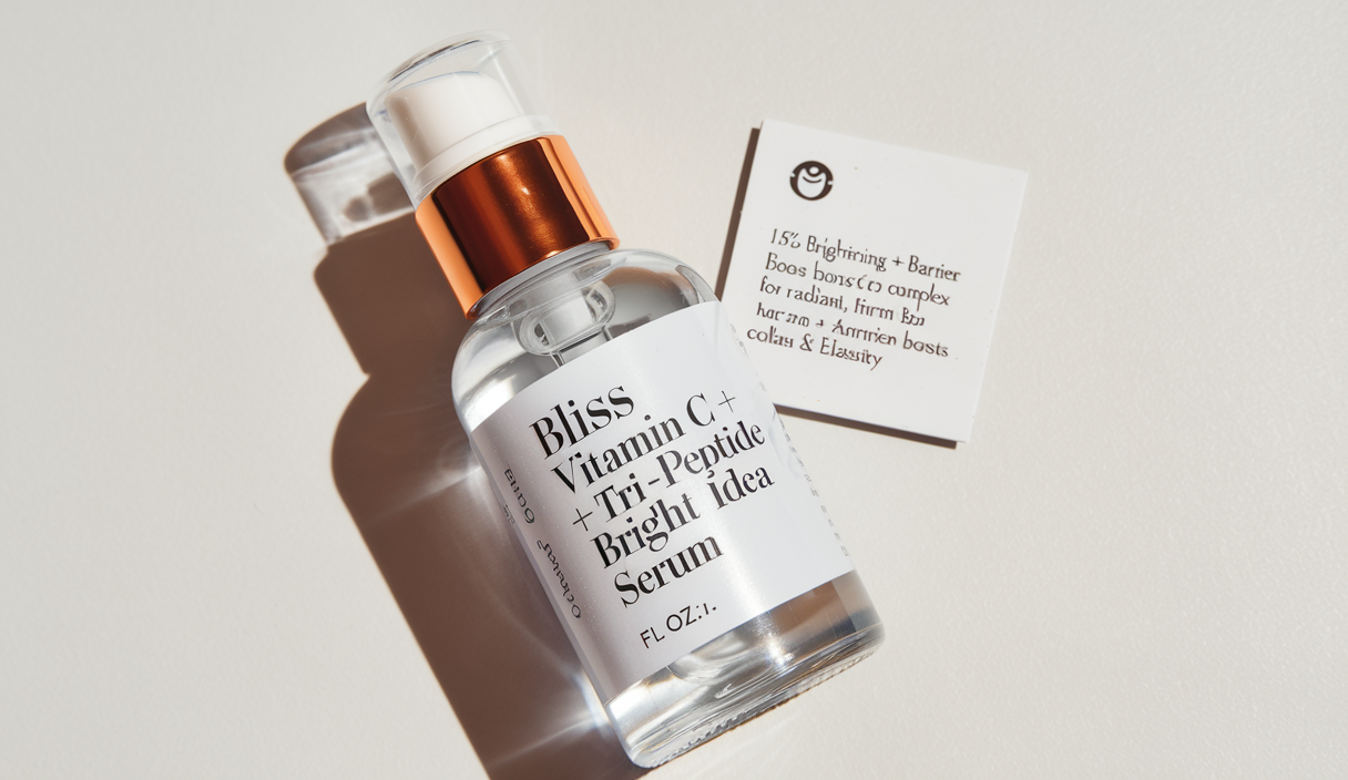 Bliss Vitamin C + Tri-Peptide Bright Idea Serum – 15% Brightening + Barrier Boost Complex for Radiant, Firm Skin – Anti-Aging Face Serum Boosts Collagen & Elasticity – 1 fl oz
