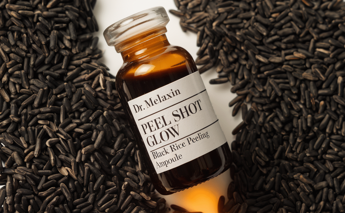 Dr.Melaxin Peel Shot Glow Black Rice Peeling Ampoule, Soft Exfoliating Face and Body Scrub Dead Skin Cells, Blackheads Remover for All Skin Types korean skin care 80ml