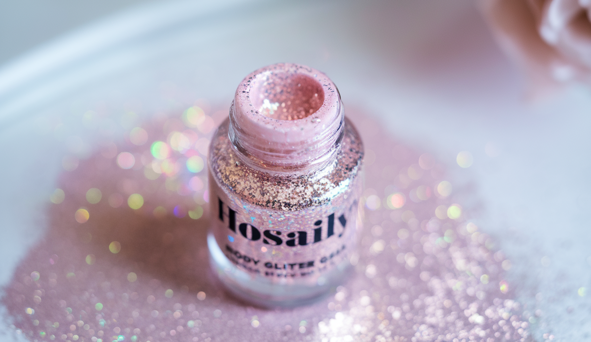 HOSAILY Roll-on Holographic Body Glitter Gel for Face Hair, Chameleon Color Changing Glitter Gel Under Light, Chunky Mermaid Sequins Festival Party Rave Accessories Shimmer Makeup (8# Sparkling Pink)