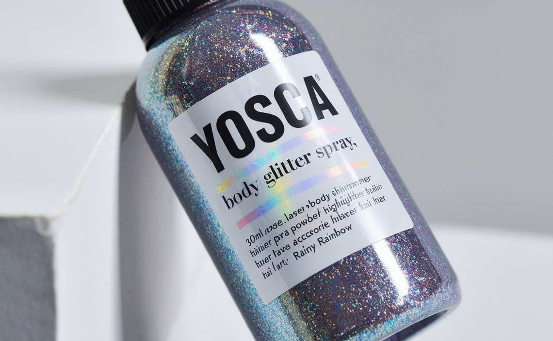 Yosca Body Glitter Spray, 30ML Loose Laser Body Shimmer Powder Holographic Hair Spray Silver Glitter Sparkle Highlighter Makeup Festival Rave Accessories for Clothes Hair Face Nail Art - Rainy Rainbow