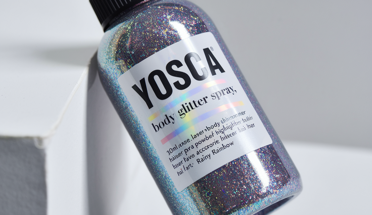Yosca Body Glitter Spray, 30ML Loose Laser Body Shimmer Powder Holographic Hair Spray Silver Glitter Sparkle Highlighter Makeup Festival Rave Accessories for Clothes Hair Face Nail Art – Rainy Rainbow