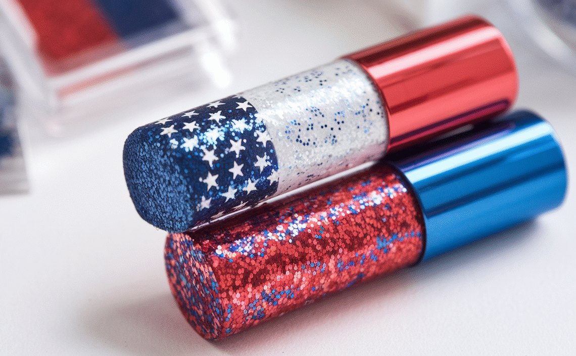 Mysense Patriotic Red White and Blue Body Glitter Stick,4th of July Accessories,Sparkling Face Hair Glitter for Fourth of July Outfit Women Kids,American Pride USA Flag Makeup for Independence Day