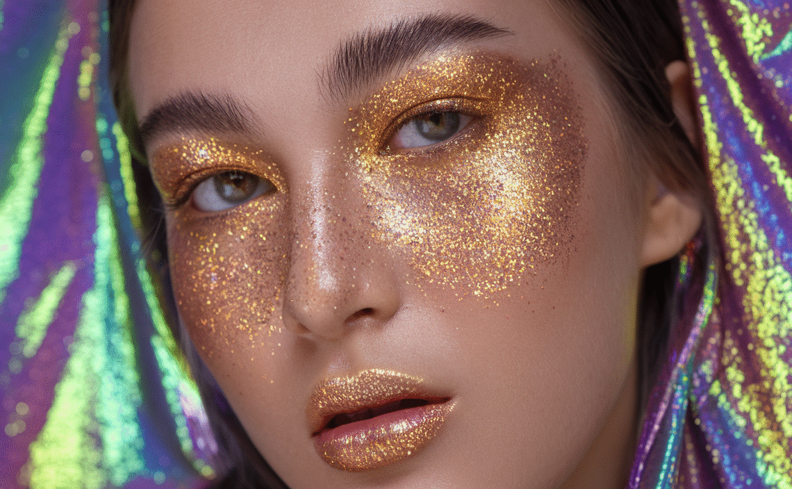 20 Pcs Gold Face Makeup Patches, Glitter Freckles Face Tattoo for Teenagers & Young Women, Sparkle Freckles Makeup Patches, Waterproof Face Glitter Freckles for for Christmas(Gold)
