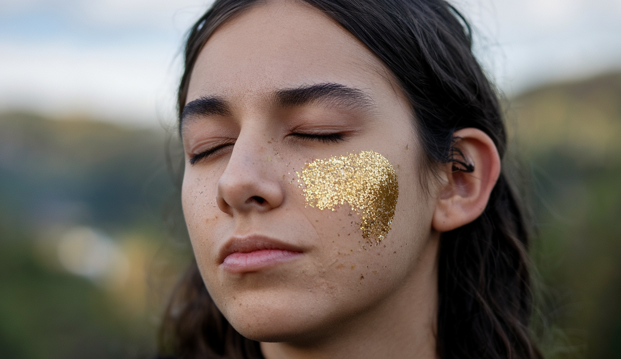 Simpilos Glitter Freckles, Body Face Glitter Makeup for Kids Women Girls, Gold Glitter Makeup Speckles for Face, Singer Concerts Festival Holiday Party Rave Accessories – 8 Counts