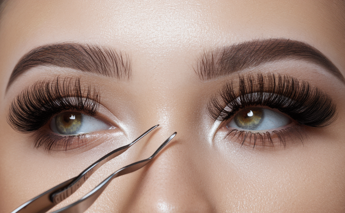 FANXITON DIY Lash Extension Kit Volume Lash Clusters 40D+50D D Curvature Individual Lashes Lash Clusters Kit Thick Eyelash Extension Kit 280 pcs Thin Band Cluster Lashes Lash Bond and Seal Tweezers