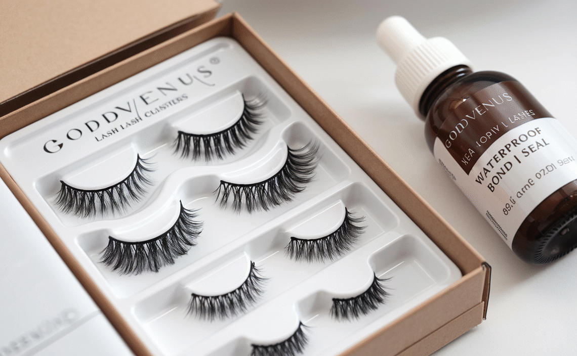 Goddvenus Wispy Lash Clusters Kit Cluster Eyelash Extensions Natural Lash Extension Kit C Curl Fluffy Individual Eyelashes with Bottom Lashes Clusters Waterproof Bond and Seal DIY at Home