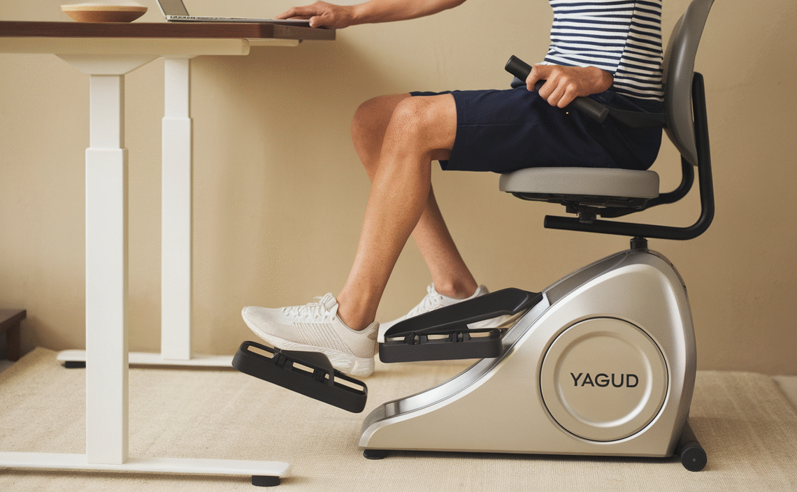 Yagud Under Desk Machine, Electric Ellipse Leg Exerciser for Senior, 13 Adjustable Speeds Quiet and Portable Seated Pedal Exerciser for Training with Remote Control, Orange