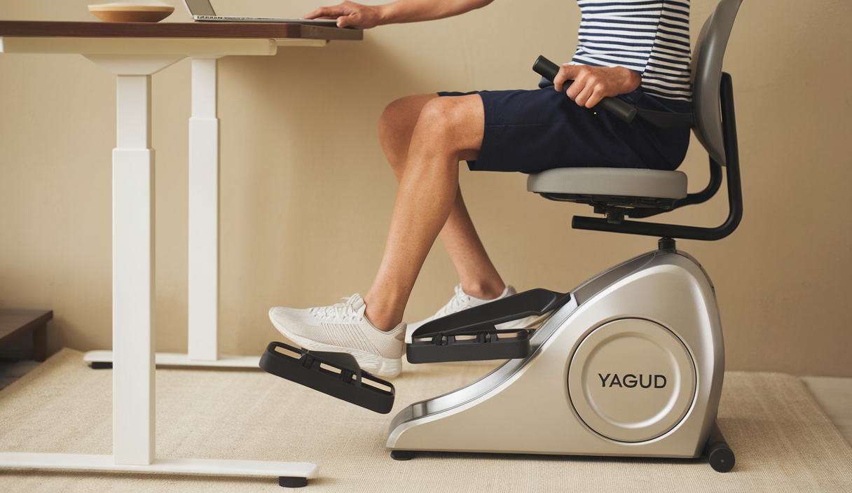 Yagud Under Desk Machine, Electric Ellipse Leg Exerciser for Senior, 13 Adjustable Speeds Quiet and Portable Seated Pedal Exerciser for Training with Remote Control, Orange