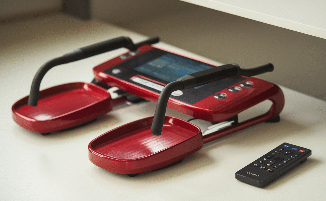 Under Desk Elliptical Machine, Elliptical Leg Exerciser with Bluetooth Speaker, 12 Adjustable Speeds, Auto & Manual Modes, Remote Control & LCD Touchscreen Ideal for Seniors (Red-Update)