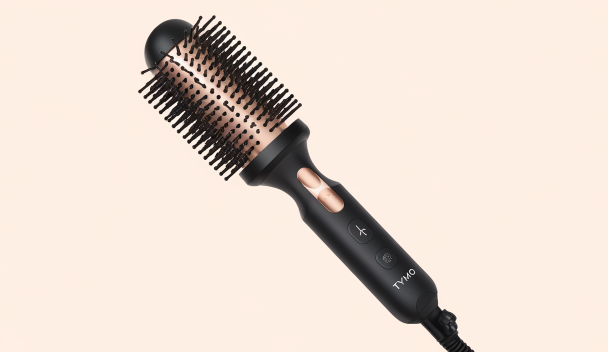 TYMO Hair Straightener Brush – Upgraded Ionic Plus Straightening Brush with Dense Bristles, 16 Temps, Dual Voltage | Ceramic Hot Comb for Women | Flat Iron for Thick Curly Hair, Black