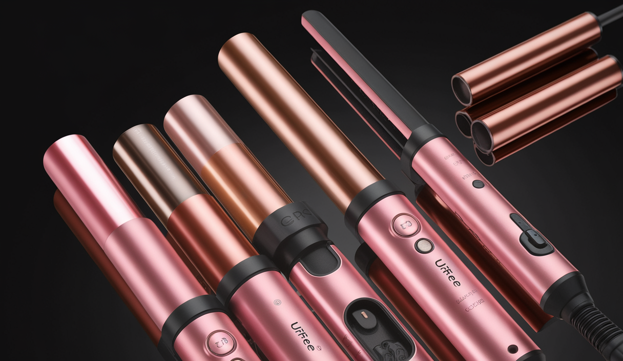 Ufree 5 in 1 Curling Iron with Interchangeable Ceramic Barrels (0.35″-1.25″), Curling Wand Set with Flat Iron Hair Straightener, Instant Heat Up, Dual Voltage Hair Curler, Gifts for Women