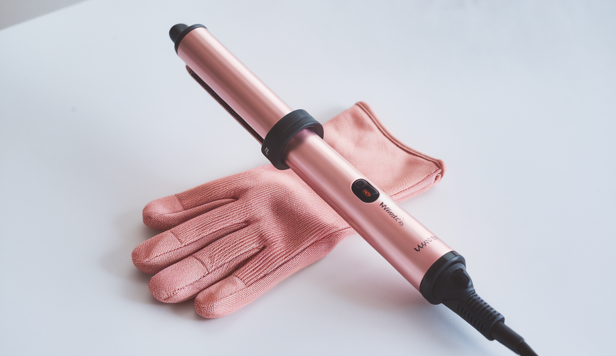 Wavytalk 3/8 Inch Small Curling Iron Wand for Short & Long Hair, Ceramic Barrel with Adjustable Temperature, Heat Resistant Glove Included (Rose Pink)