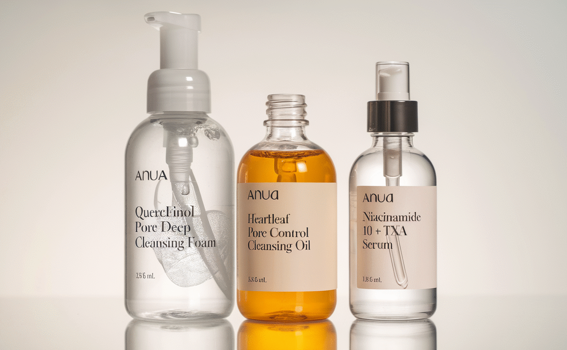 Anua 3-Step Glass Skin Beginner Set, Double Cleansing with Facial Serum, Oil Cleanser & Face Wash with Heartleaf, Daily Routine with Niacinamide, Korean Skincare Set