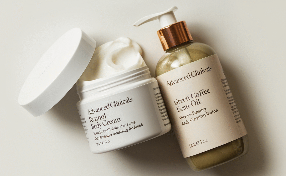 Advanced Clinicals Retinol Body Cream + Green Coffee Bean Oil Thermo - Firming Body Lotion 2pc Skincare Set For Women & Men | Body & Face Moisturizer Set Helps Improves Appearance Of Crepey Skin, 2PC