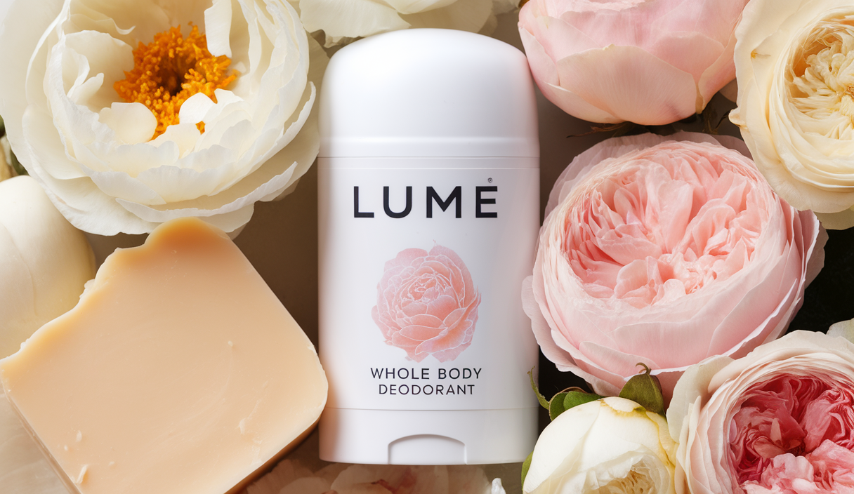 Lume Whole Body Deodorant And Soap – 2.6 Ounce Smooth Solid Stick With 72 Hour Odor Control and 5 Ounce Triple Milled Soap – Aluminum Free, Baking Soda Free and Skin Loving (Peony Rose)