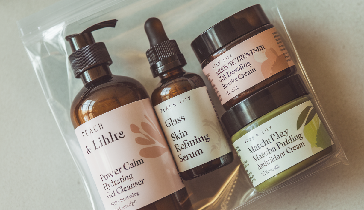 Peach & Lily – Glass Skin Discovery Kit (4 Products) – Cleanser, Essence, Serum, & Cream – Facial Skincare Set – Acne Routine – Trial & Travel Size – Vegan, Gluten Free, & Cruelty Free – Korean Beauty