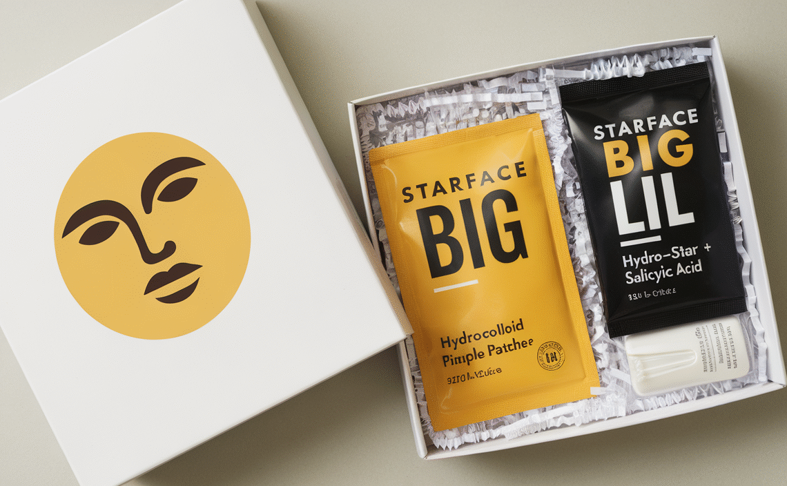 Starface Big Lil Gift Set – Hydrocolloid Pimple Patches Yellow and Black (32ct), Hydro-Star + Salicylic Acid (16ct)