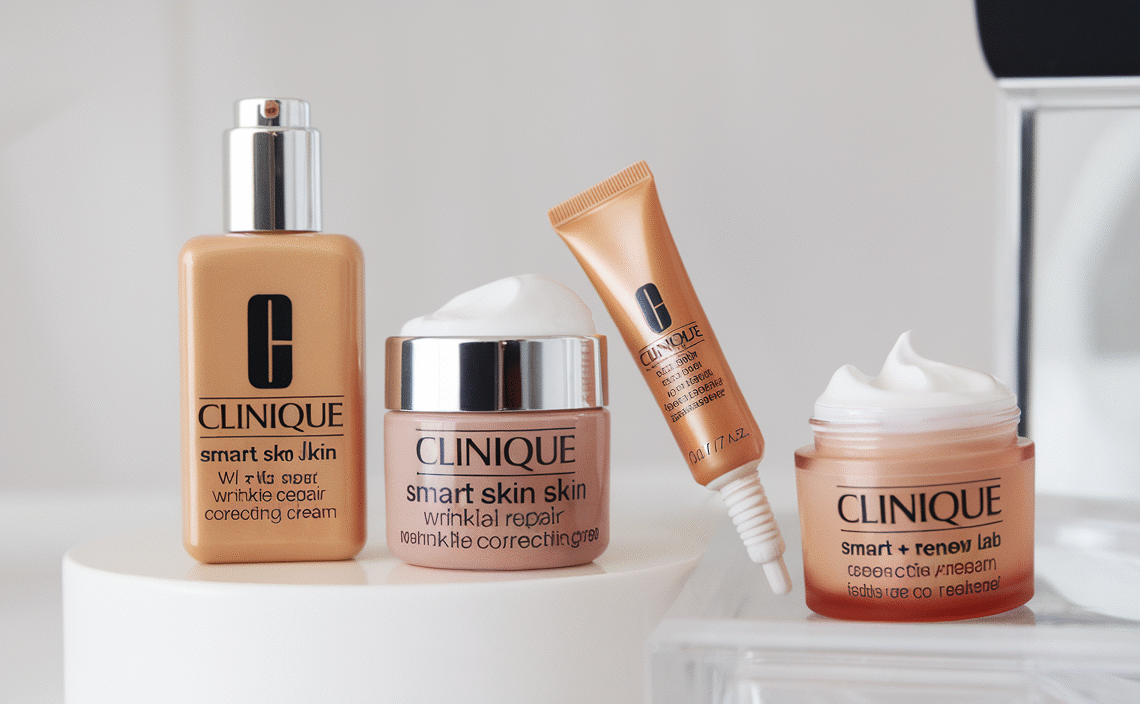 Clinique Smart Skin School Supplies: Smooth + Renew Lab | Smart Clinical Repair Wrinkle Correcting Cream, 0.5 Fl Oz, Face Serum, 0.34 Fl Oz + Eye Cream, 0.17 Fl Oz | Anti-Aging + Hydrating