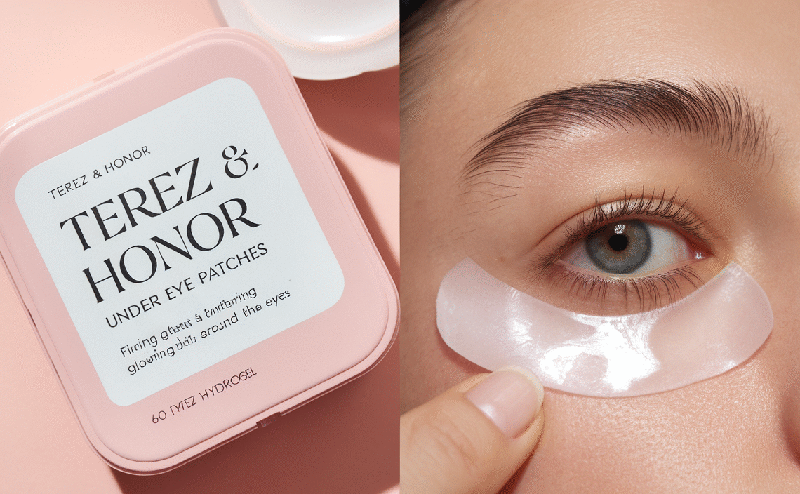 TEREZ & HONOR Peptide Collagen Under Eye Patches - 60 Korean Firming, Glowing & Hydrating Hydrogel Mask for Puffy Eyes, Dark Circles, Wrinkles, Fine Lines, Undereye Bags - Anti-Aging Eye Gel Pads