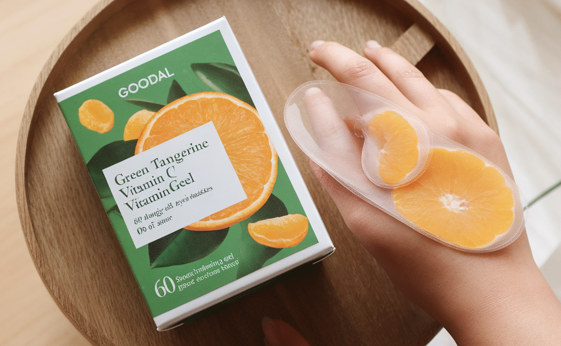 GOODAL Green Tangerine Vitamin C Eye Patches 60 Sheets – Hydrating Gel Under Eye Masks for Tired Puffy Eyes, Korean Skincare, Glass Skin Look, Daily Self Care Essentials